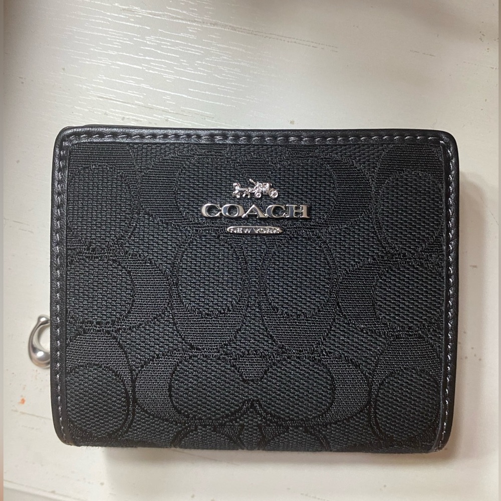 Denim black coach wallet